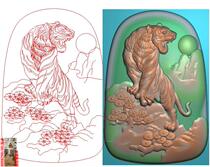Jade carving up the mountain Tiger pendant with line tiger zodiac carving figure jdp relief map grayscale wood carving map