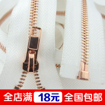 High quality 5 Number of metal copper zipper plated rose gold single opening zipped pull head set for zipper yard loading wholesale DIY