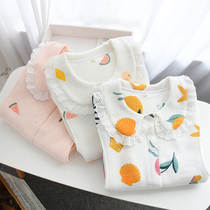  Autumn and winter warm confinement clothes pure cotton padded prenatal pajamas postpartum feeding nursing clothes spring and autumn thickened cute