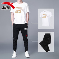 Anta sports suit mens summer 2021 new casual sportswear short-sleeved trousers running gym two-piece suit