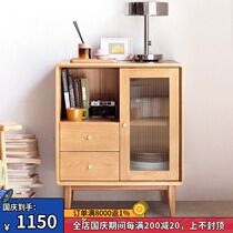 Full solid wood TV side cabinet Nordic oak sideboard modern simple tea cabinet living room locker small apartment
