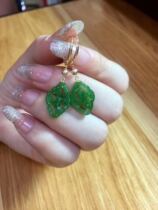 Natural Hetian Jasper auspicious cloud drop earrings 18k gold inlaid ear hook transport lucky and safe earrings