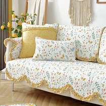Han Style Small Broken Flowers Non-slip Sofa Cushion Sofa Cover Full Cover Small Fresh Pure Cotton All Season Universal Sofa Cloth Cover Towel