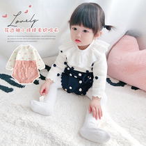 Korean autumn baby handmade Bubble Ball knit sweater wool one-piece clothes for womens baby cotton climbing clothes