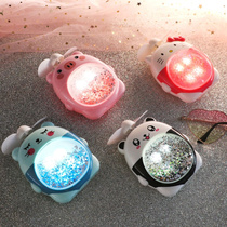 Quicksand small fan soft girl girl heart cute little mini hand-held portable with night light fan USB charge 8L