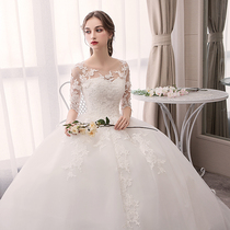 Main wedding dress 2021 new bride Qidi Hepburn simple thin Sen line word shoulder net red with the same light wedding dress female