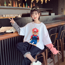 Girls weavewear spring and autumn childrens blouses 2022 new spring clothing trendy foreign air big children womens clothing fried street jersey