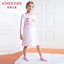 Adoring children girls night dress Barking team IP joint girl long sleeve night dress Modal pajamas
