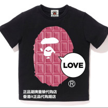 Japanese Tide brand bape childrens clothing 2020 Summer chocolate apes head men and women children cotton short sleeve T-shirt parent-child