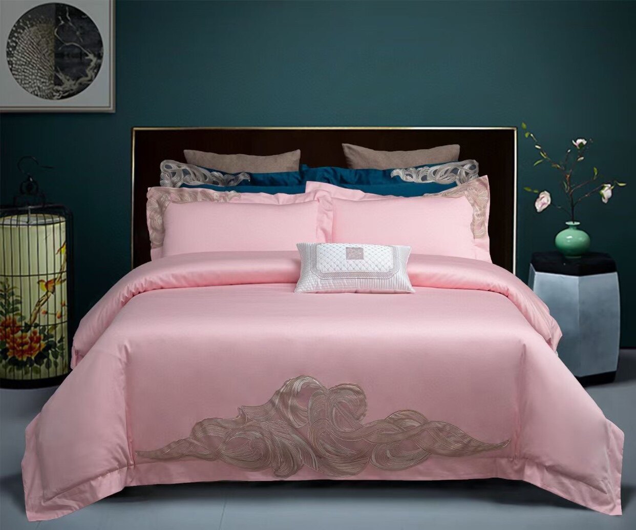 2021 spring and summer new 100 long suede cotton high-end custom-made four sets of style minimalist modern wind wedding bed group