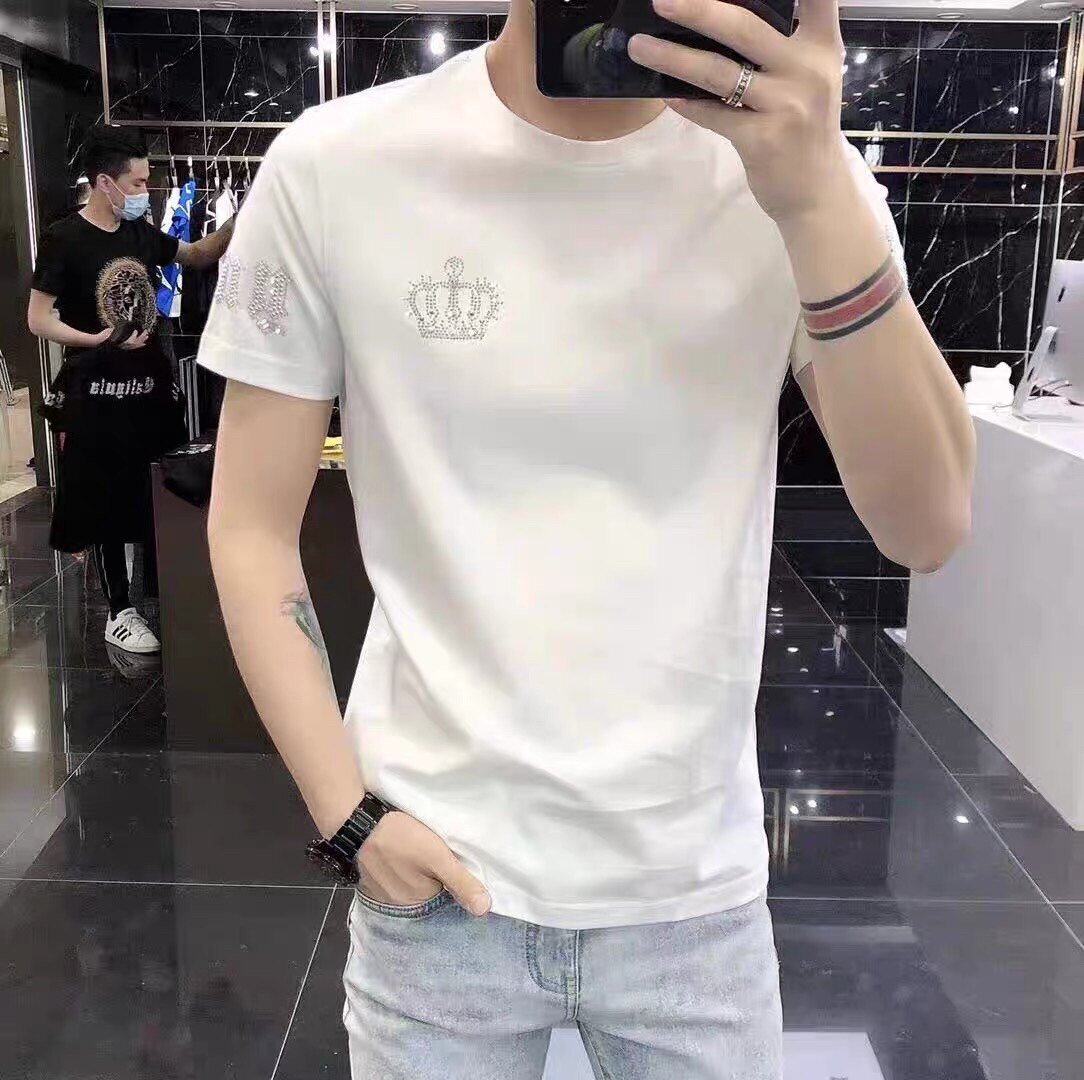 Europe Station 2022 Summer New Short - Sleeved Men T - shirt Card Half - sleeved T - shirt Light Circular Tide