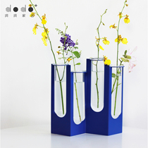 Metal wrought iron art test tube vase decoration Flower arrangement Klein blue small fresh decoration dodo original design