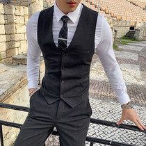 Vest mens suit slim wedding Best Man Group Brotherhood casual work suit vest mens horse clip tide