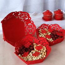 Wedding banquet decoration non-woven candy plate wedding living room tea set Chinese red dried fruit plate melon fruit plate