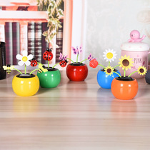 Three flowers solar energy apple flower car ornaments Shaking head sun flower car jewelry Creative gifts
