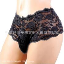 European and American sexy men lace underwear thong sexy transparent nightclub stage ultra-thin low waist Amazon foreign trade