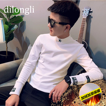 2019 New Clothes men winter plus velvet social spirit guy trend slim long sleeve Net red handsome base shirt