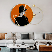 Small apartment figure wall clock round painting modern light luxury creative living room decoration painting sofa background wall art hanging painting