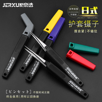 Jingxuo anti-static Tweezers Stainless Steel pointed elbows Birds Nest picking tools long tweezers plastic mobile phone electronic repair