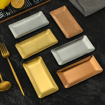 304 Stainless Steel Towel Dish Rectangular Thickened Hotel Towel Pan Golden Hammer Point Wet Towel Tissue Snack Tray