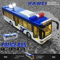Alloy car model police car bus toy bus model simulation open door childrens large bus toy car