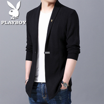 Playboy men's sweater cardigan coat 2022 new shawl autumn and winter padded long sweater