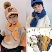 Childrens scarves autumn winter boy girl knit wool line plush gird warm and soft Korean version baby girl thicken