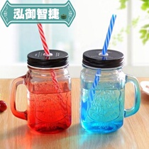 Color Bottle Straw Cup Hairdresdist Creative public Cup Chicken Fresh Home with cover Beauty salon mug glass high face value