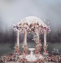 Retro style hipster wedding floral material psd layered format purple pink purple pink purple powder hand-painted ins