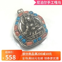 Nepal 925 Sterling Silver Gawu Lotus Buddha Statue Necklace Pendant Men and Women Sweater Accessories Pendant National Style