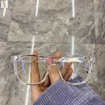 Net red plain glasses female round face Box large frame transparent frame anti-blue radiation anti-radiation film flat light glasses frame men