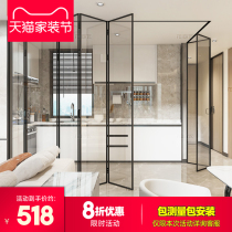 Felt corner folding door sliding door partition titanium magnesium aluminum alloy kitchen balcony living room moving door modern simple