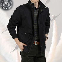 New middle-aged mens spring and autumn cotton thin jacket long sleeve lapel uniforms and fat coat mens dual shirts