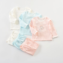Baby men and women baby underwear set cotton thin long sleeve baby pajamas summer air conditioning clothing boneless summer clothes