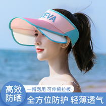 Spring and summer air top sunscreen lengthened peak telescopic pull-plate shading and UV-proof outdoor riding travel beach