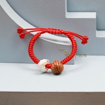 Wild new peach Lan pressure Amazon Peach Core Handmade Peach Basket Pig Throng bracelet Baby Child safe and red rope
