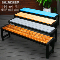 Anti-corrosion wood outdoor stainless steel park chair Solid wood long rest stool square community landscape outdoor bench