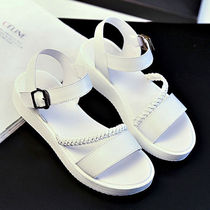 2021 summer new sandals female Girls Junior High School students white casual comfortable flat simple Joker student sandals