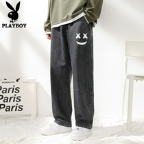 Flower Playboy jeans Mens 2022 new Summer slim straight cylinder Loose Casual Long Pants Spring Autumn Broadleg Pants