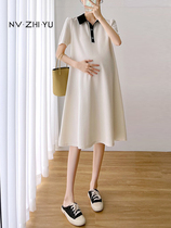 Pregnancy Woman Dress Dress Dress 2022 Summer Dress New Short Sleeves Polo Dress Collar Summer Pregnant Woman Skirt Children Summer Clothes