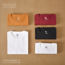 21 years of spring and summer men and women with base plain loose round neck couple pure cotton pure white inside solid color short sleeve T-shirt men