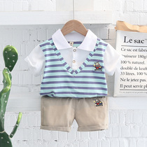 Boys summer clothing suit 2022 new handsome baby boy shirt Machia one-year-old male baby boy summer two sets damp