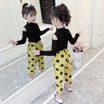 Foreign style fashionable girls autumn suit 2 one 3 two 5 three 6 four 7 five 8 Seven-year-old girl childrens clothes tide spring and autumn