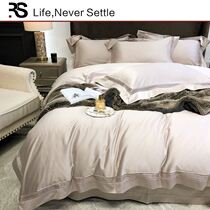 High-end hollowed-out 140 horsecotton four pieces full cotton pure cotton linen quilt cover hotel European style extravagant long suede cotton