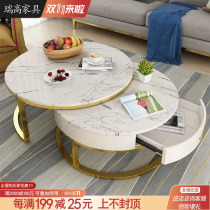 Nordic modern minimalist coffee table with storage small apartment round creative marble coffee table living room furniture combination