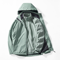 Winter waterproof submachine clothing spring and autumn womens mens coat plus suede thickened mens three-in-one detachable outdoor mens clothing