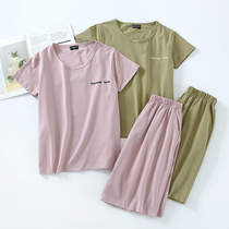 21 New Ice Cotton Short Sleeve Shorts Pajamas Women Summer Cotton Home Clothes Thin Pulp Ice Porcelain Cotton House Set