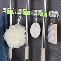 Seamless mop rack Punch-free broom rack wall-mounted 304 stainless steel wall fixed bathroom multi-function