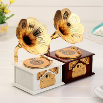 Creative Gramophonic Machine Styling Musical Tabletop Décor Swing Piece Retro Eight-soundbox To Send Children Students Day Gifts
