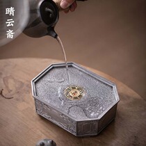 A clear and sunny day of fasting) Ancient method of handmade tin made of pots and pots Chengkung fu tea accessories tea bearing water storage dry foam table